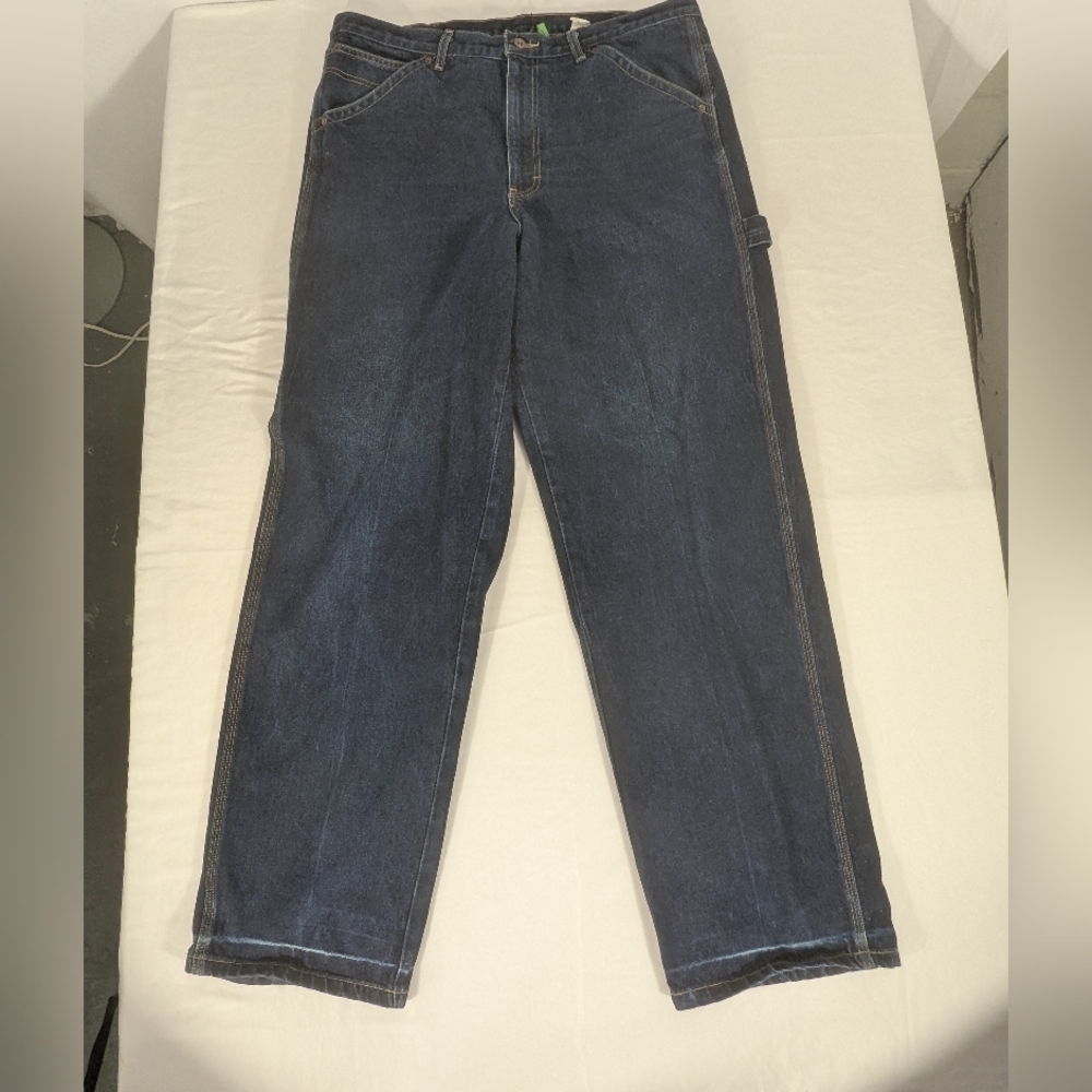 Perry Ellis Relaxed Fit Dark Blue Carpenter Jeans 100% Cotton Size 40x36